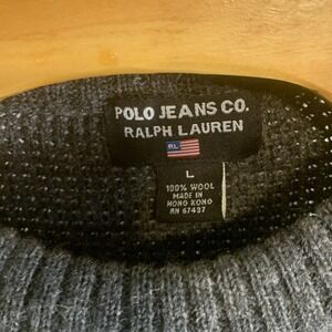 Vtg Polo Jeans Co Ralph Lauren Wool Sweater Mens L Pullover Knit Snowflake Read
